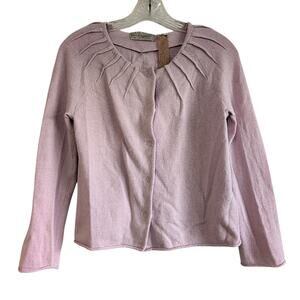 Charlie & Robin Lilac Cotton Blend Cardigan Small Cozy Office Chic Lightweight
